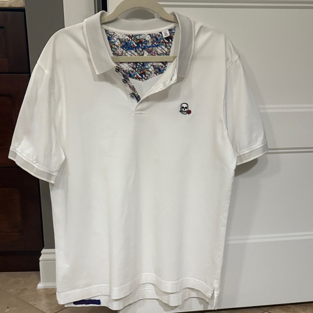 Robert Graham White Polo with Colorful Collar